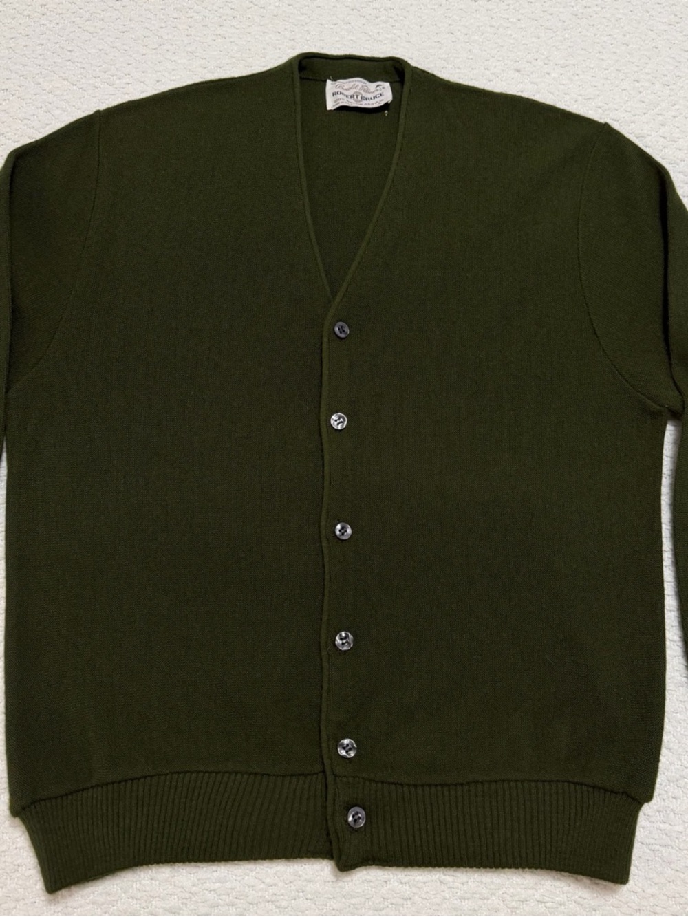 Robert Bruce Arnold Palmer Green Sweater Cardigan 100% Orlon Men’s Size Large